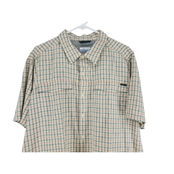 Columbia Vented Shirt Men's Sz XL Cream Plaid Omni Shade Short Sleeve - Picture 2 of 6